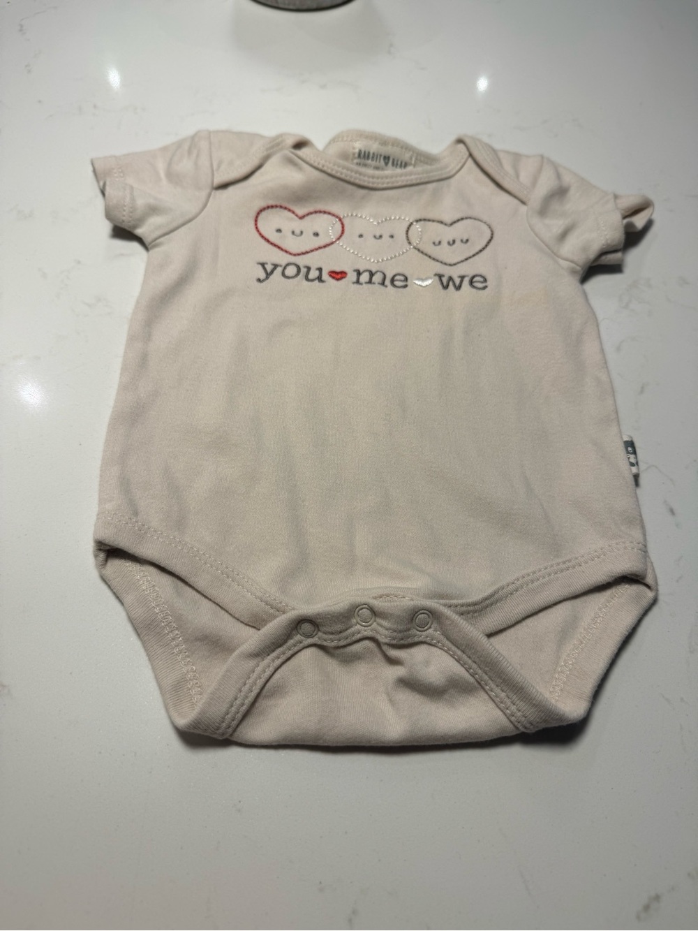 You•Me•We Heart Graphic Baby One-Piece - Cream